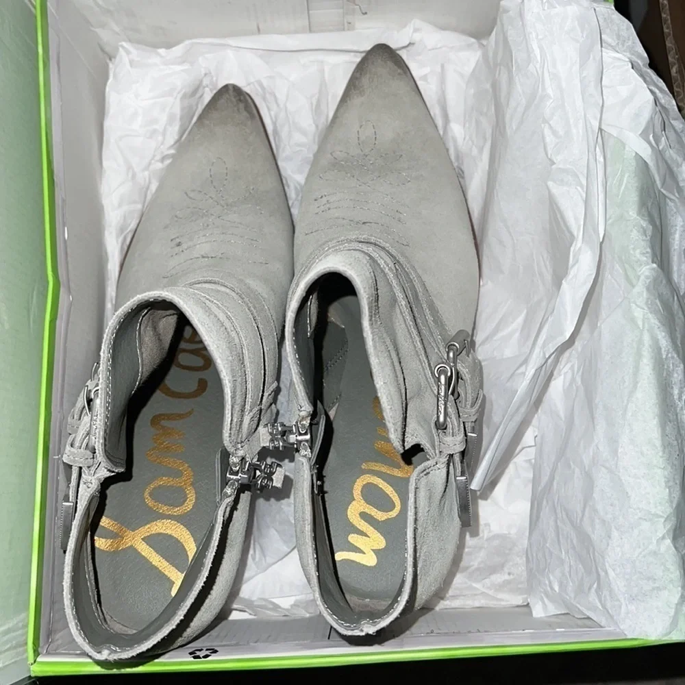 Sam Edelman western booties Windsor‎ sea foam suede oiled front look Sz 10 W